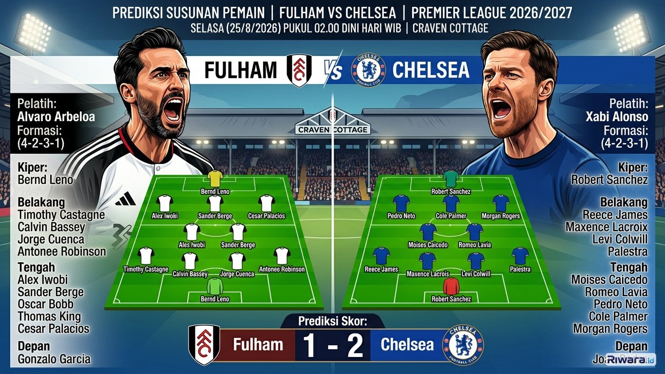 Susunan Pemain dan Prediksi Skor Fulham vs Chelsea Liga Inggris 2026